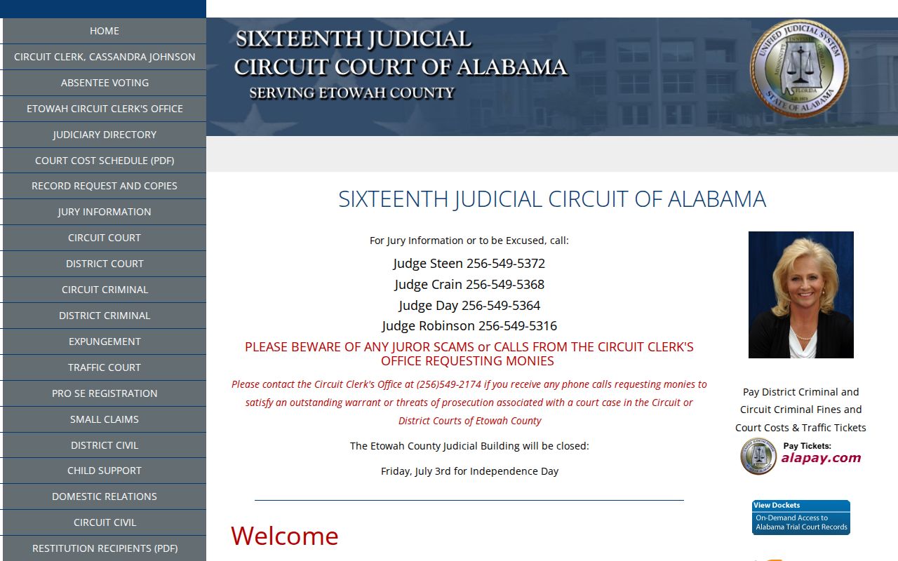 Etowah County Alabama court portal for case and record access